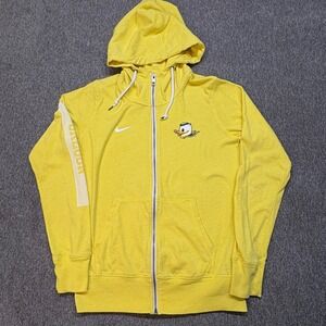 Nike Oregon Ducks Full Zip Hoodie Womens Medium Yellow Mascot Logo